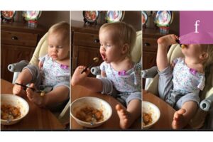 Balita Belajar Makan dengan Kaki