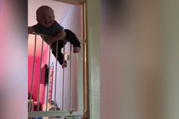 Balita Ini Panjat Pagar Pengaman Bak Spiderman