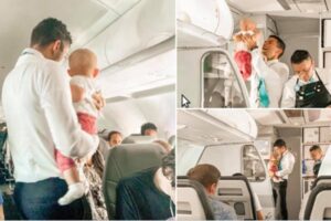 Aksi Pramugara Menenangkan Bayi Menangis di Pesawat
