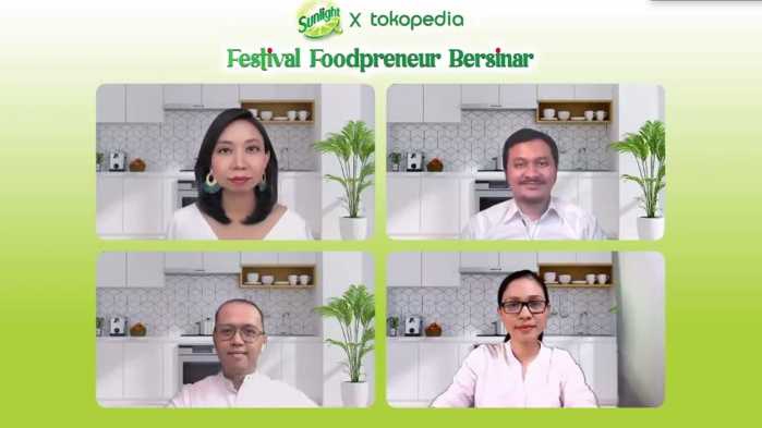 Para pembicara pada event Virtual Press Conference Sunlight Festival Foodpreneur Bersinar